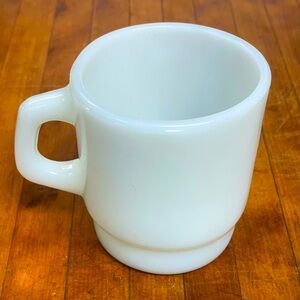 Vintage Fire King by Anchor Hocking White Milk Glass Stackable Coffee Cup Mug